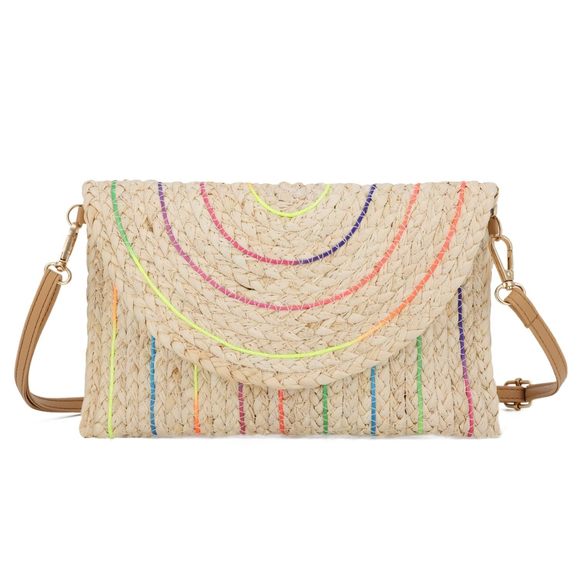 Straw Shoulder Bag Woven Purse Beach Envelope Clutch Straw Wallet :] - Picture 1 of 7